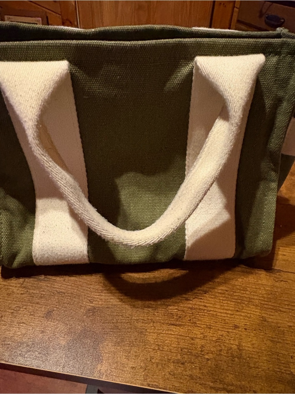 Universal Thread Olive Canvas Tote with Cream Handles